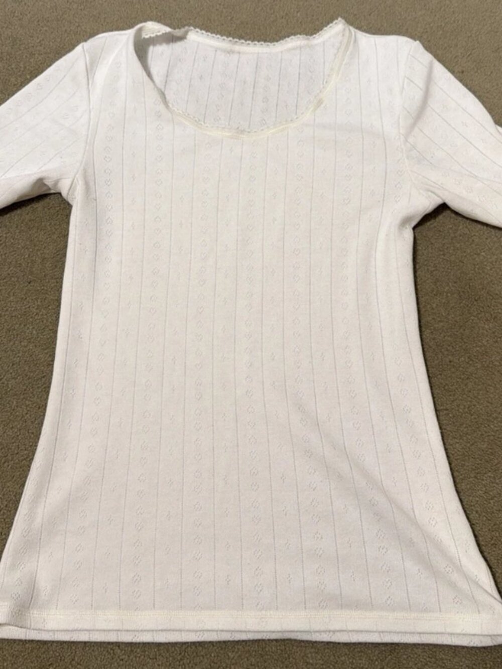 M&S White Thermal Top Size 12 Viscose Blend Short Sleeve Women